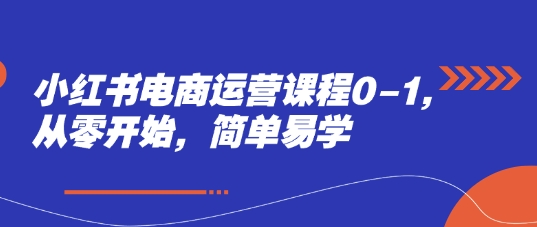 小红书电商运营课程0-1，从零开始，简单易学-聊项目