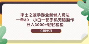 率土之滨手游全新懒人玩法,一单30,小白一部手机无脑操作,日入3000+…-聊项目
