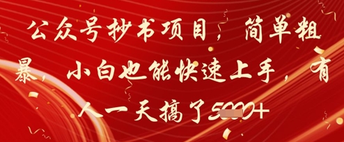 公众号抄书项目，简单粗暴，小白也能快速上手，有人一天搞了1k+-聊项目