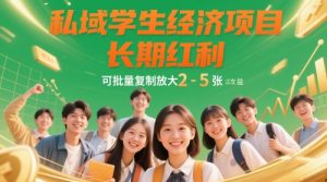 私域学生经济项目,长期红利,可批量复制放大,日收益2-5张-聊项目