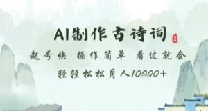 AI制作古诗词,起号快,操作简单,看过就会轻轻松松月人1w+【揭秘】-聊项目
