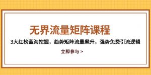 无界流量矩阵课程,3大红榜蓝海挖掘,趋势矩阵流量飙升,强势免费引流逻辑-聊项目
