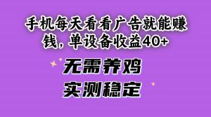 (14767期)手机每天看看广告就能赚钱,单设备收益40+ 无需养鸡,实测稳定-聊项目