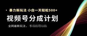 视频号分成计划,全网最暴力玩法,新手一天也能轻松5张+-聊项目