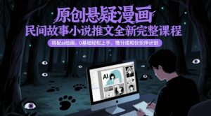 原创悬疑漫画民间故事小说推文全新完整课程， 搭配ai绘画，0基础轻松上手，撸分成和伙伴计划-聊项目