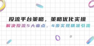 投流平台策略,策略优化实操,解决投流5大痛点,4步实现精准引流-聊项目