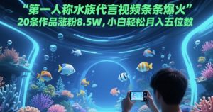 第一人称水族代言视频条条爆火,20条作品涨粉8.5W,小白轻松月入五位数-聊项目