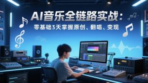 AI音乐全链路实战变现课:零基础3天掌握原创、翻唱、变现-聊项目