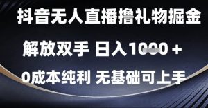 抖音无人直播撸礼物掘金,解放双手,日入1k,0成本纯利,无基础可上手【揭秘】-聊项目