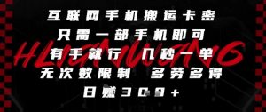 互联网手机搬运卡密,只需一部手机即可,有手就行,几秒一单,无次数限制,多劳多得,日入3张【揭秘】-聊项目