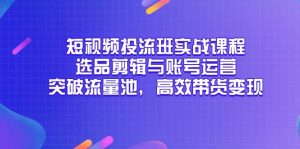 短视频投流班实战课程,选品剪辑与账号运营,突破流量池,高效带货变现-聊项目