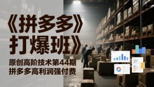 《拼多多打爆班》原创高阶技术第44期,拼多多高利润强付费-聊项目
