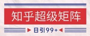 知乎超级矩阵玩法引流高质量精准粉SEO覆盖，日变现1k+【揭秘】-聊项目