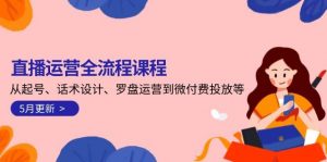 直播运营全流程课程-5月更新:从起号、话术设计、罗盘运营到微付费投放等-聊项目