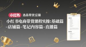 小红书电商带货课程实操:基础篇-选品篇-店铺篇-笔记内容篇-直播篇-聊项目