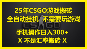 25年CSGO游戏搬砖,全自动挂机,不需要玩游戏,手机操作日入300+。(不…-聊项目