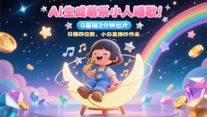 AI生成萌系小人唱歌!0基础3分钟出片,28个作品涨粉9万,日赚四位数,小白直接抄作业-聊项目