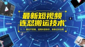 最新短视频连怼搬运技术 1:1搬运不剪辑,适用抖音快手,条条过抖出框-聊项目