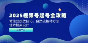 2025视频号起号全攻略,微信豆投放技巧,自然流撬动方法,话术框架设计-聊项目