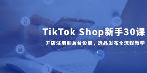 TikTok Shop新手30课,开店注册到后台设置,选品发布全流程教学-聊项目
