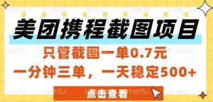 美团携程截图项目，只管截图一单0.7元，一分钟三单，一天稳定5张+【揭秘】-聊项目