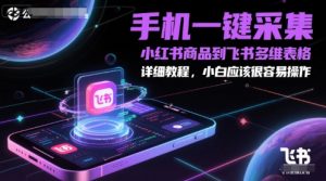 手机一键采集小红书商品到飞书多维表格,详细教程,小白应该很容易操作-聊项目