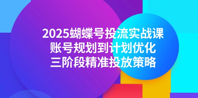 2025蝴蝶号投流实战课，账号规划到计划优化，三阶段精准投放策略-聊项目