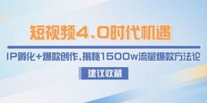 短视频4.0时代机遇:IP孵化+爆款创作,揭秘1500w流量爆款方法论-聊项目