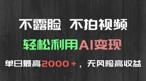 不露脸,不拍视频,轻松利用AI变现,单日最高2000+,无风险高利润-聊项目