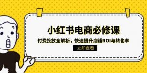 小红书电商必修课:付费投放全解析,快速提升店铺ROI与转化率-聊项目