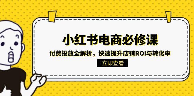 小红书电商必修课：付费投放全解析，快速提升店铺ROI与转化率-聊项目