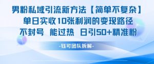 男粉私域引流新方法,单日收10张利润,日引流50+精准粉-聊项目