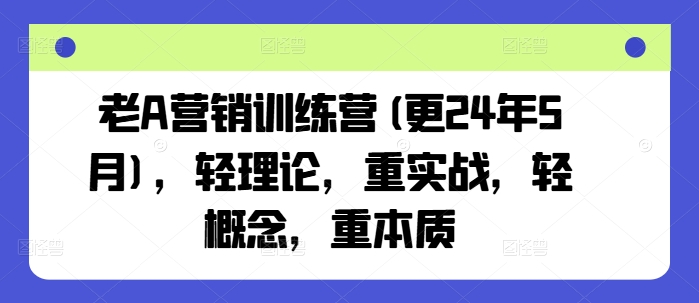 老A营销训练营(更25年6月)，轻理论，重实战，轻概念，重本质-聊项目