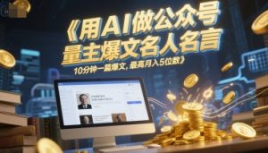 用AI做公众号流量主爆文名人名言,10分钟一篇爆文,最高月入5位数-聊项目