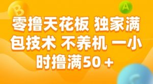 零撸天花板,独家满包技术,不用养机,一小时撸满50+,收益稳定【揭秘】-聊项目