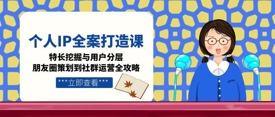 个人IP全案打造课，特长挖掘与用户分层，朋友圈策划到社群运营全攻略-聊项目