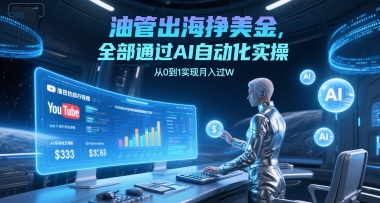 油管出海挣美金，全部通过AI自动化实操，从0到1实现月入过W-聊项目