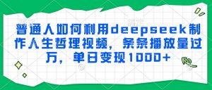 普通人如何利用deepseek制作人生哲理视频，条条播放量过万，单日变现1000+-聊项目