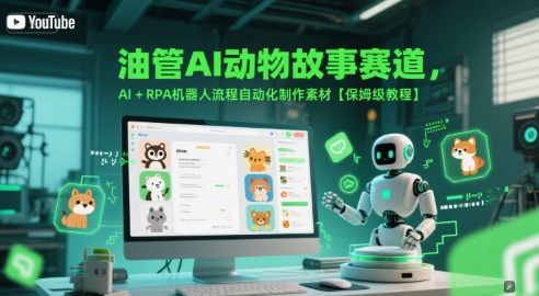油管AI动物故事赛道，AI+RPA机器人流程自动化制作素材【保姆级教程】-聊项目