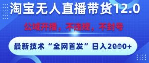 淘宝无人直播带货12.0,最新技术,不封号,不违规,操作简单,开播爆单,日入多张【揭秘】-聊项目