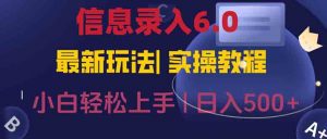信息录入6.0,几秒钟一单,一部手机即可,无需经验照抄答案,随时随.地…-聊项目