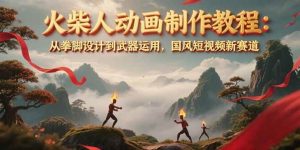 火柴人动画制作教程:从拳脚设计到武器运用,国风短视频新赛道-聊项目