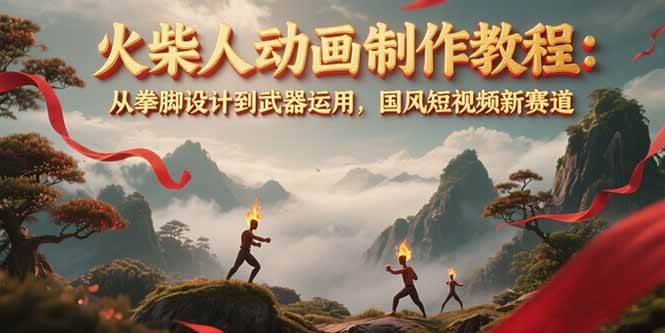 火柴人动画制作教程：从拳脚设计到武器运用，国风短视频新赛道-聊项目