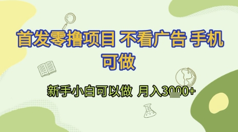 首发零撸项目 不看广告 手机可做 新手小白可以做  月入3k+【揭秘】-聊项目