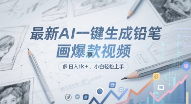 最新AI一键生成铅笔画爆款视频，多平台分发，日 入1k+，小白轻松上手【揭秘】-聊项目