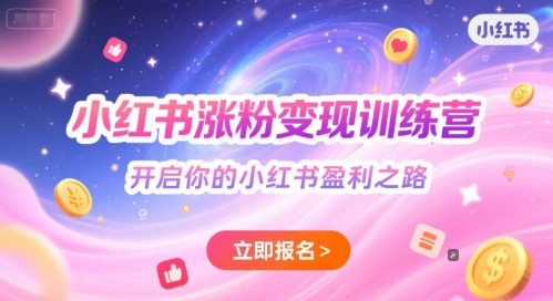 小红书涨粉变现训练营，开启你的小红书盈利之路-聊项目