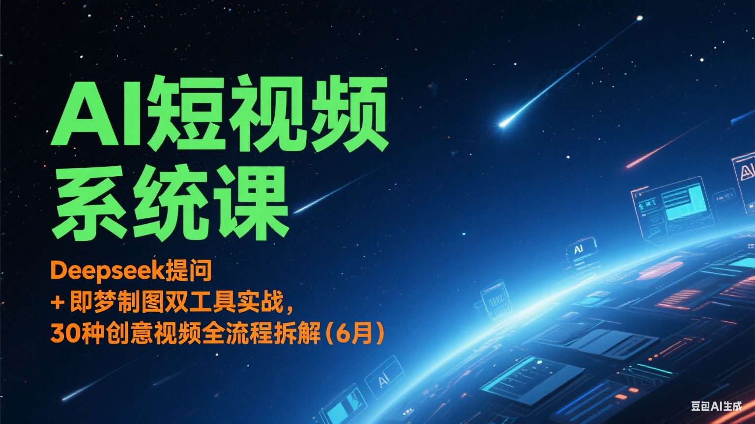 AI短视频系统课：Deepseek提问 + 即梦制图双工具实战，30种创意视频全流程拆解(6月)-聊项目