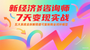 新经济咨询师 7 天变现实战：五大系统全拆解搭建可复制商业闭环模型-聊项目