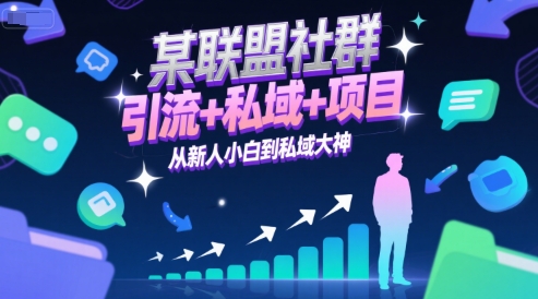某联盟社群，引流+私域+项目，从新人小白到私域大神-聊项目