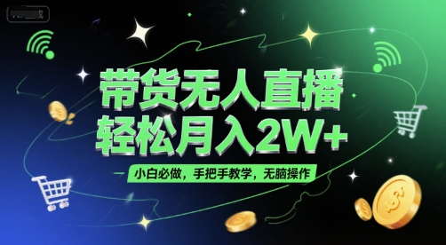 带货无人直播，轻松月入2W+，小白必做，手把手教学，无脑操作(附学习资料)-聊项目
